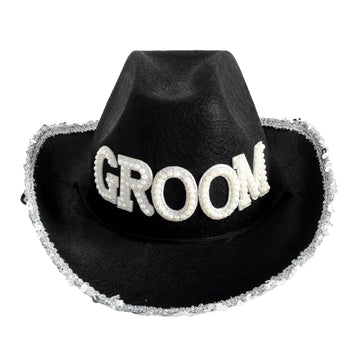 Deluxe Groom Cowboy Hat (Black)