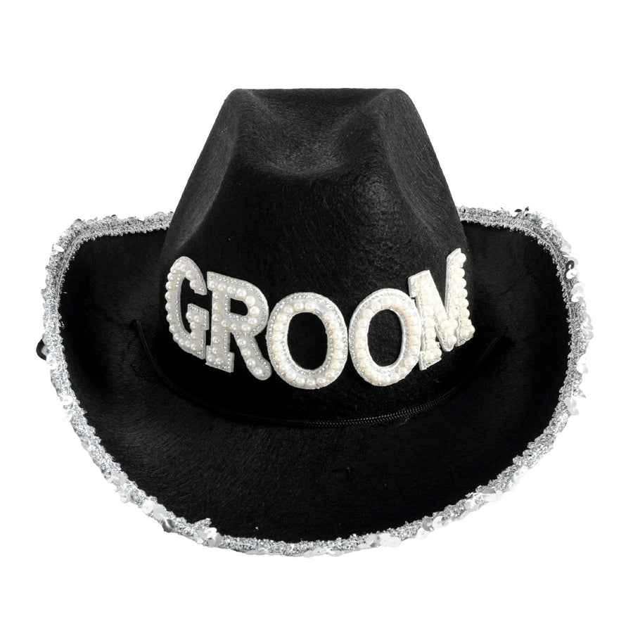 Deluxe Groom Cowboy Hat (Black)