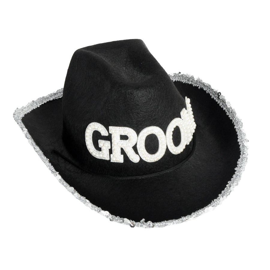 Deluxe Groom Cowboy Hat (Black)