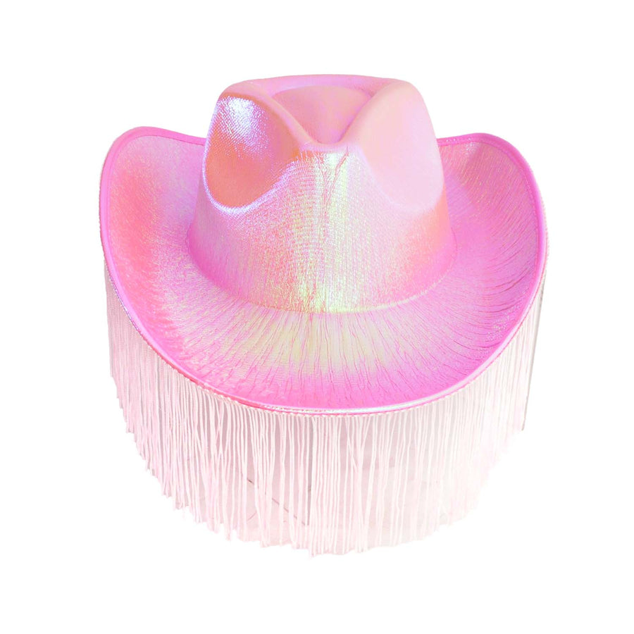 Light Pink Metallic Cowboy Hat with Fringe