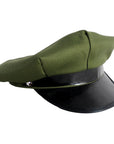 Green and black hat on a white background