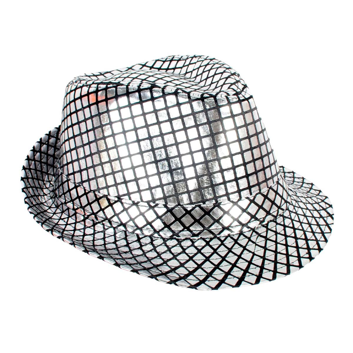 Metallic Trilby Hat (Black and Silver)