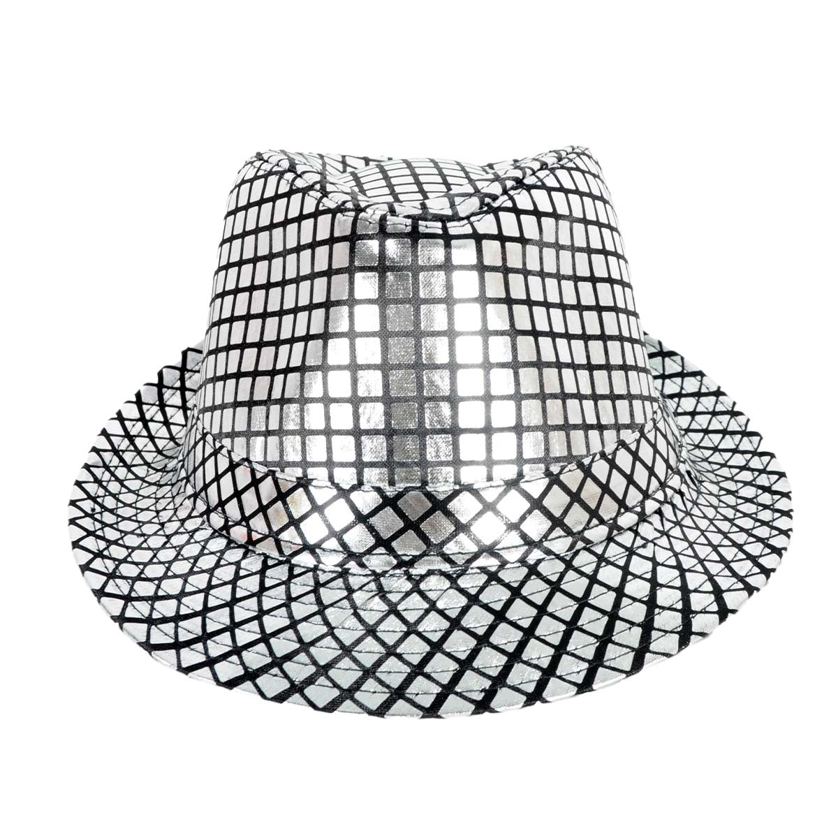 Metallic Trilby Hat (Black and Silver)