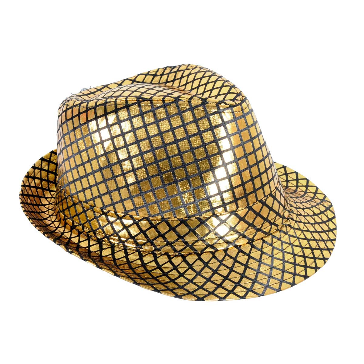Metallic Trilby Hat (Black and Gold)