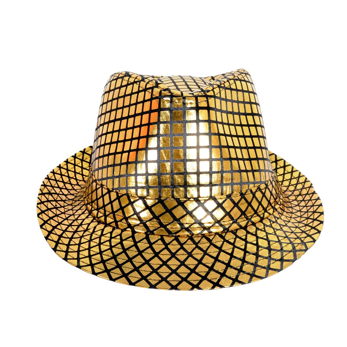 Metallic Trilby Hat (Black and Gold)