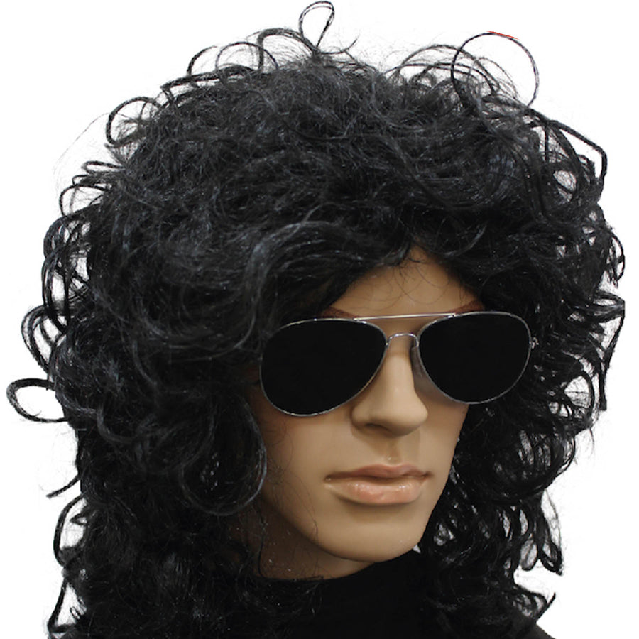 1980s Popstar Curly Wig (Black)