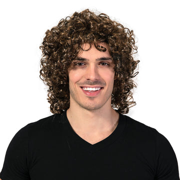 1980s Popstar Curly Wig (Brown)