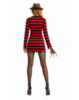 Adult Red Black Stripe Killer Lady Costume