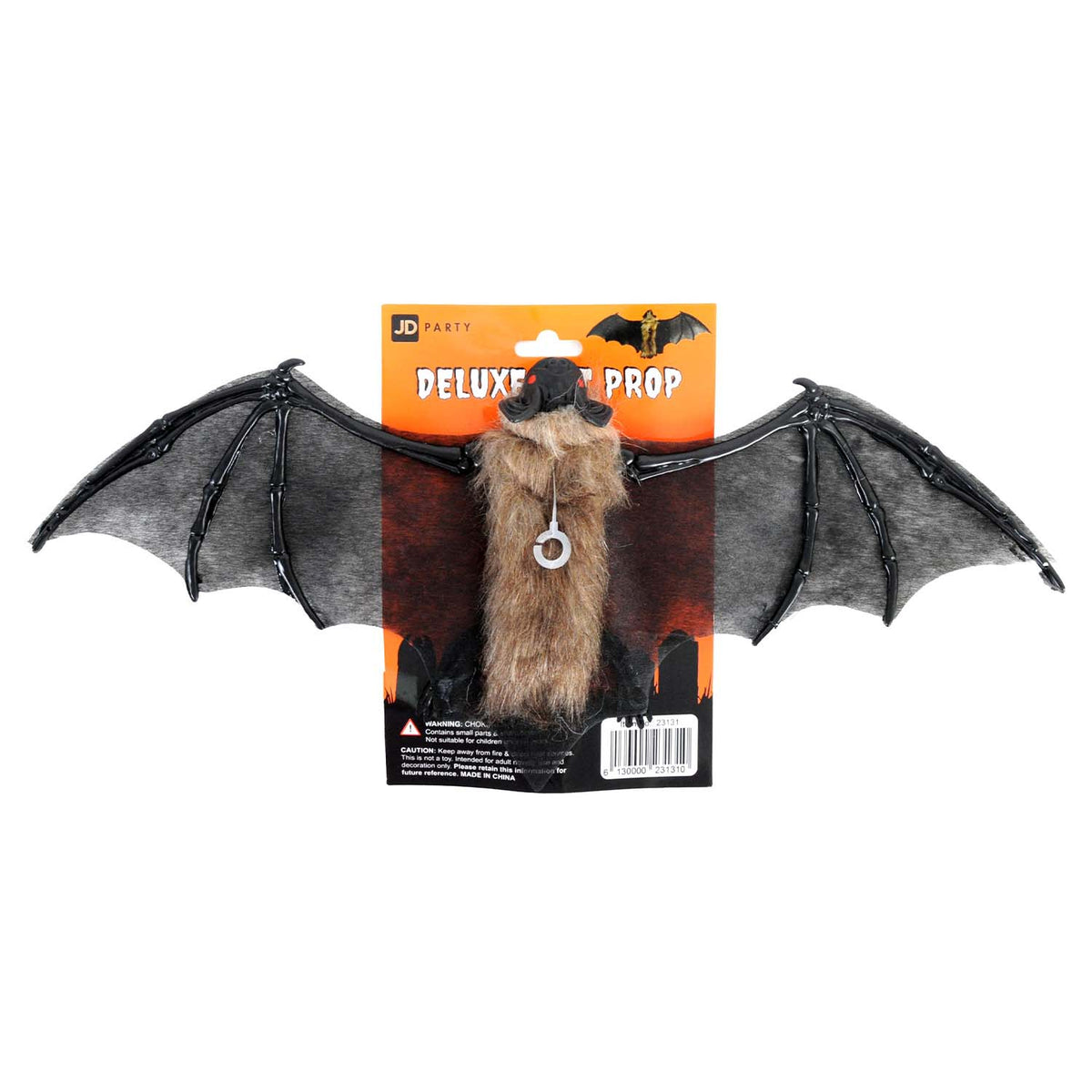 deluxe bat prop on orange packaging card.