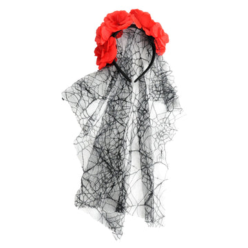 Red Rose Veil Headband