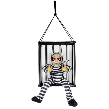 Animated Prisoner Skeleton in Cage