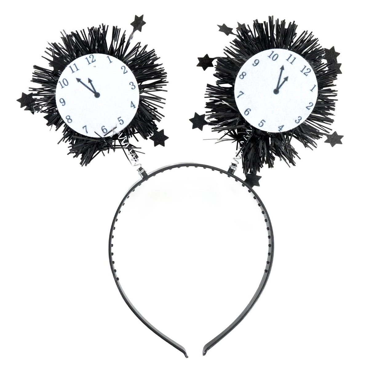 New Year Clock Countdown Tinsel Headband (black)