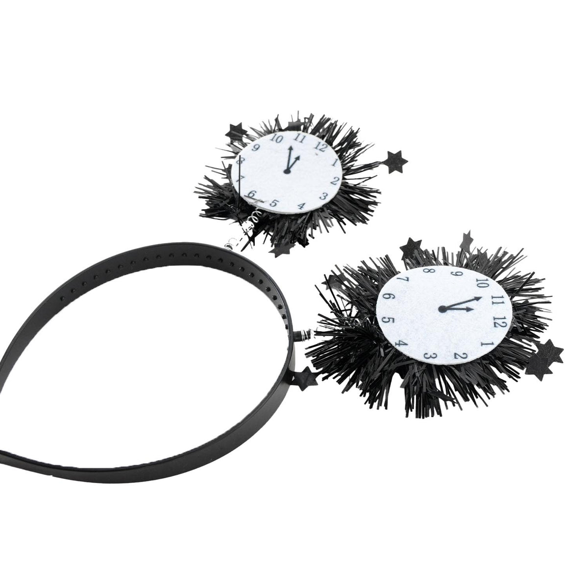 New Year Clock Countdown Tinsel Headband (black)