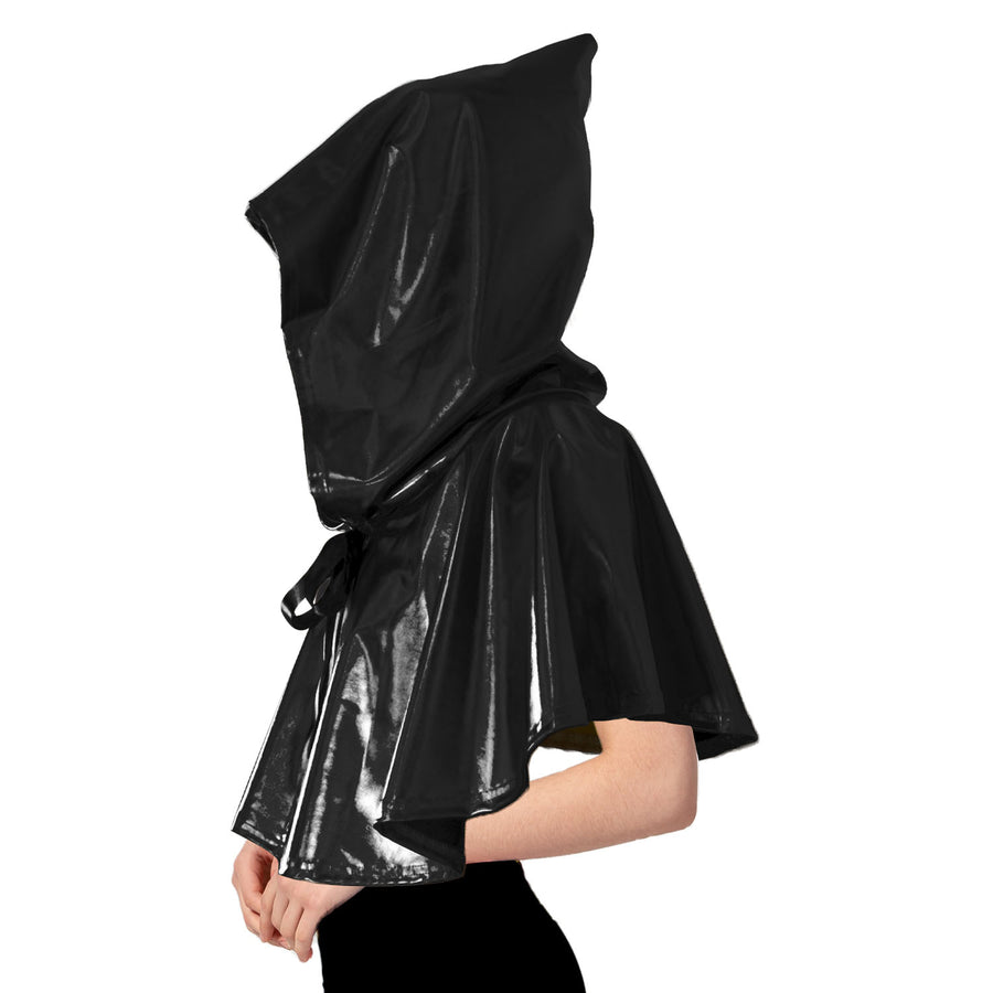 Adult Iridescent Metallic Mini Hooded Cape (Black)