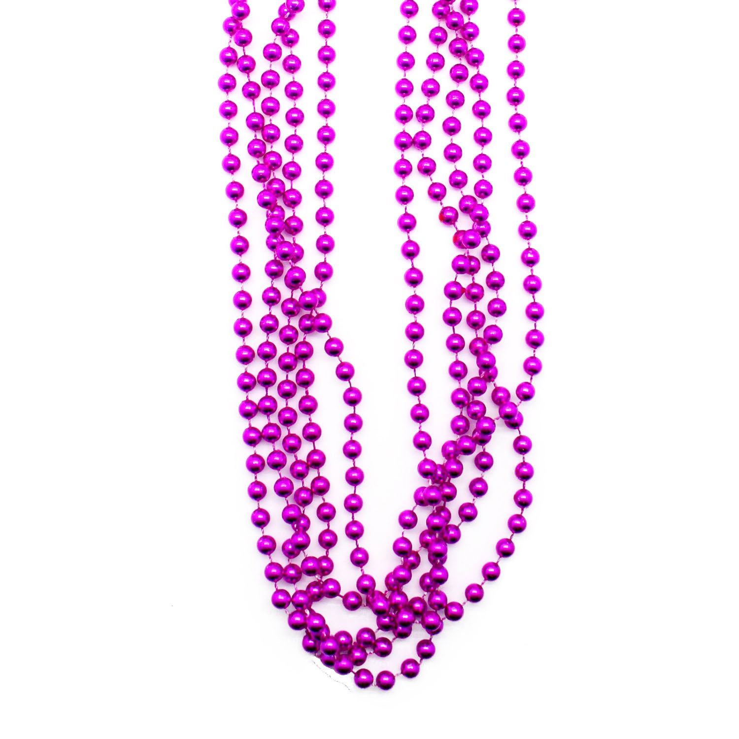 Metallic Beaded Necklace (Hot Pink) 5pk