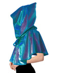 Adult Iridescent Metallic Mini Hooded Cape (Blue/Purple)