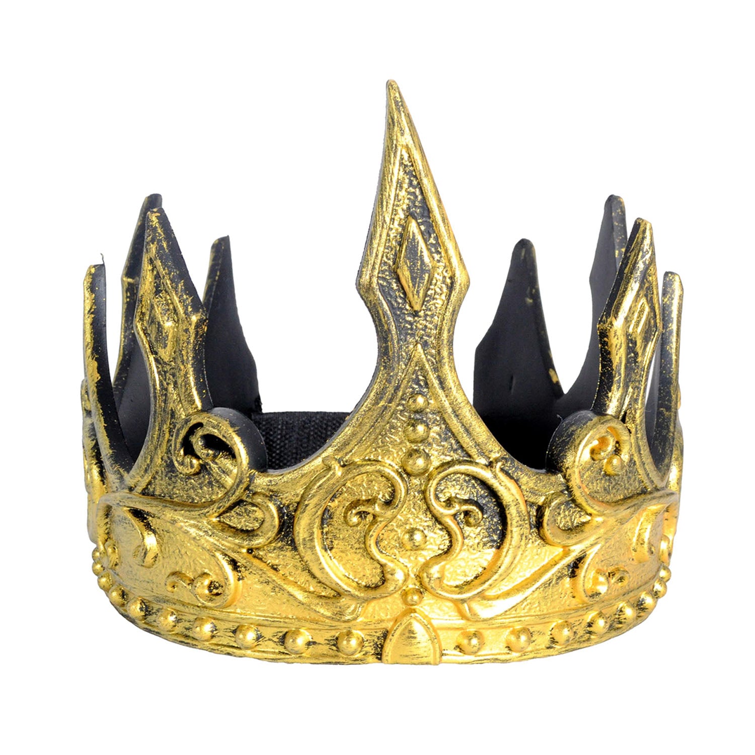 Decorative gold and black crown on a white background