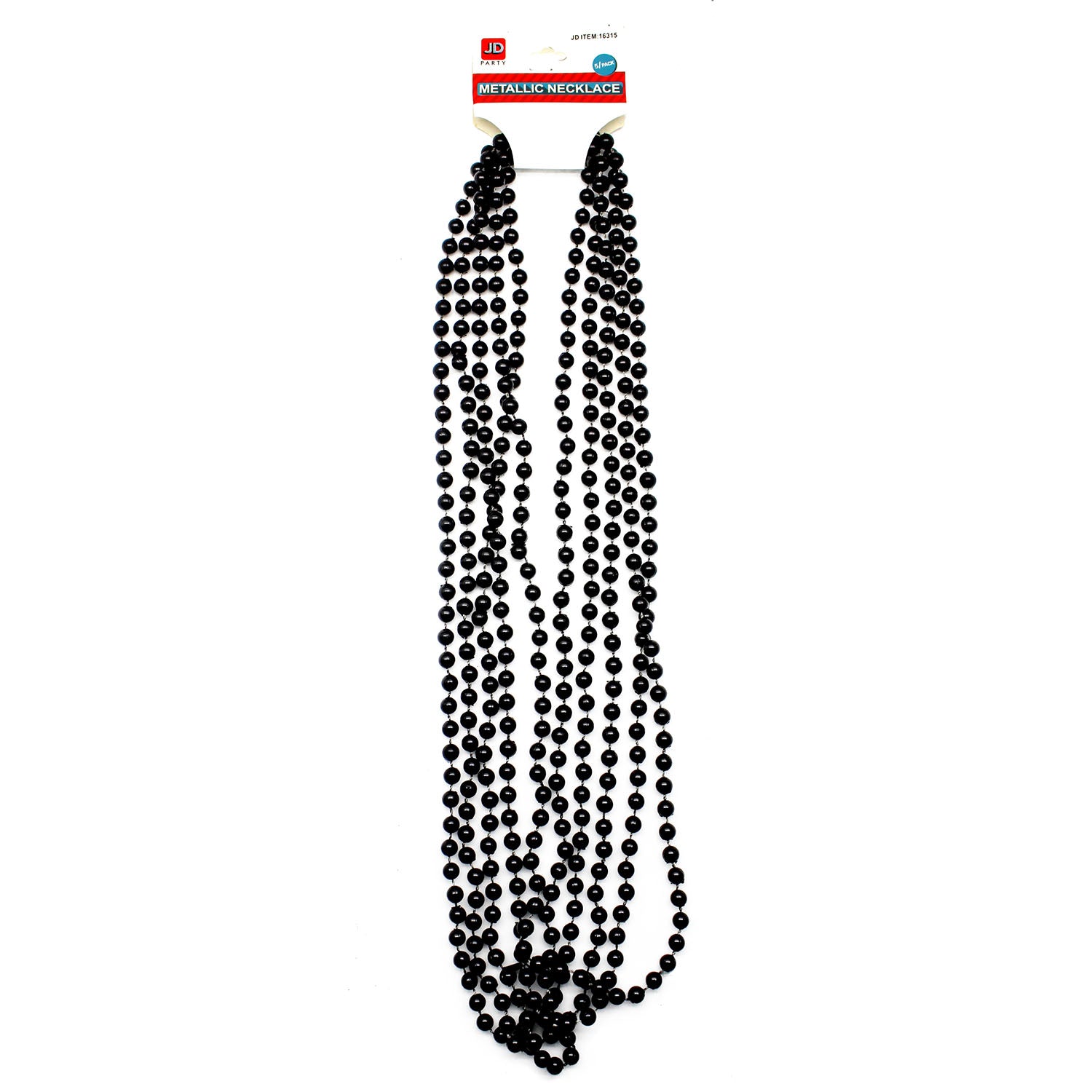 Metallic Beaded Necklace (Black) 5pk
