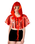 Adult Iridescent Metallic Mini Hooded Cape (Red)