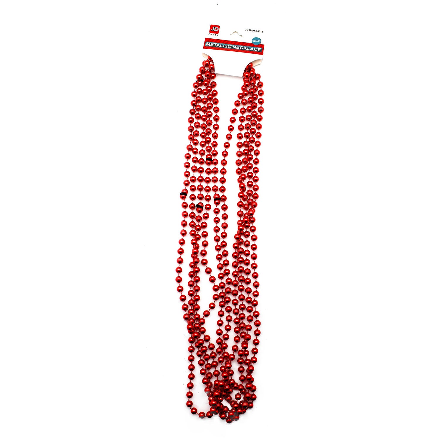 Metallic Beaded Necklace (Red) 5pk