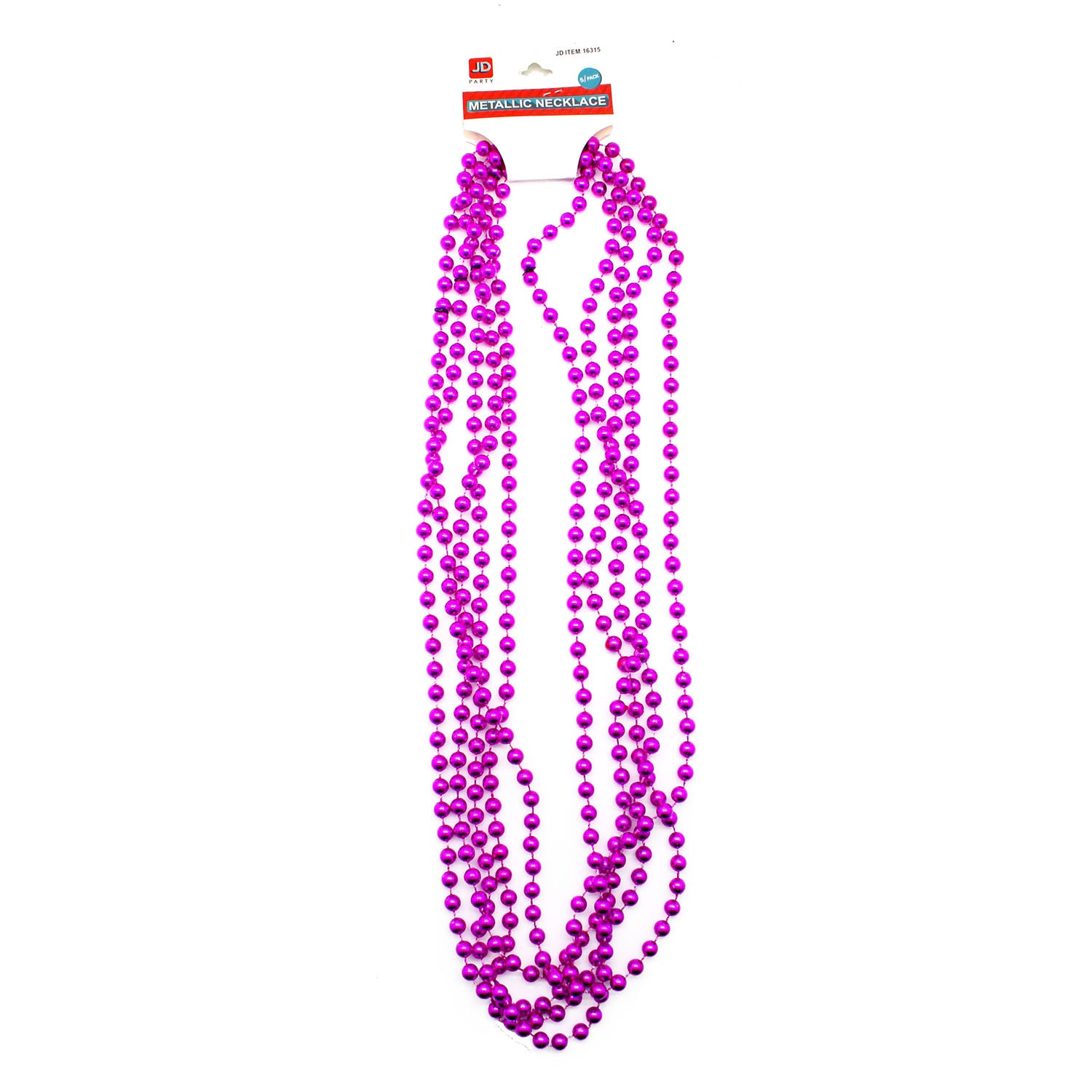 Metallic Beaded Necklace (Hot Pink) 5pk