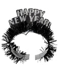 Happy New Year Tiara Deluxe (Black and Silver) 2pk