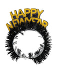 Happy New Year Tiara Deluxe (Black and Gold) 2pk