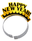 Happy New Year Tiara (Gold with Black Glitter) 3pk