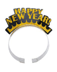Happy New Year Tiara (Black with Gold Glitter) 3pk