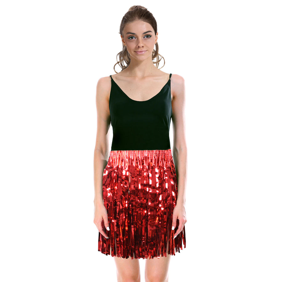 Red Tinsel Fringe Skirt