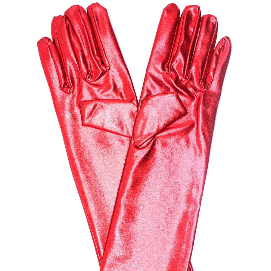 Long Metallic Glove (Red)