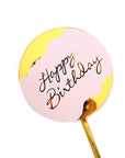 Deluxe Happy Birthday Perspex Cake Topper (Pink and Gold Circle)