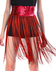 Sequin Belt with Fringe Skirt (Red)