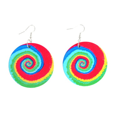 Tie Dye Rainbow Swirl Earrings