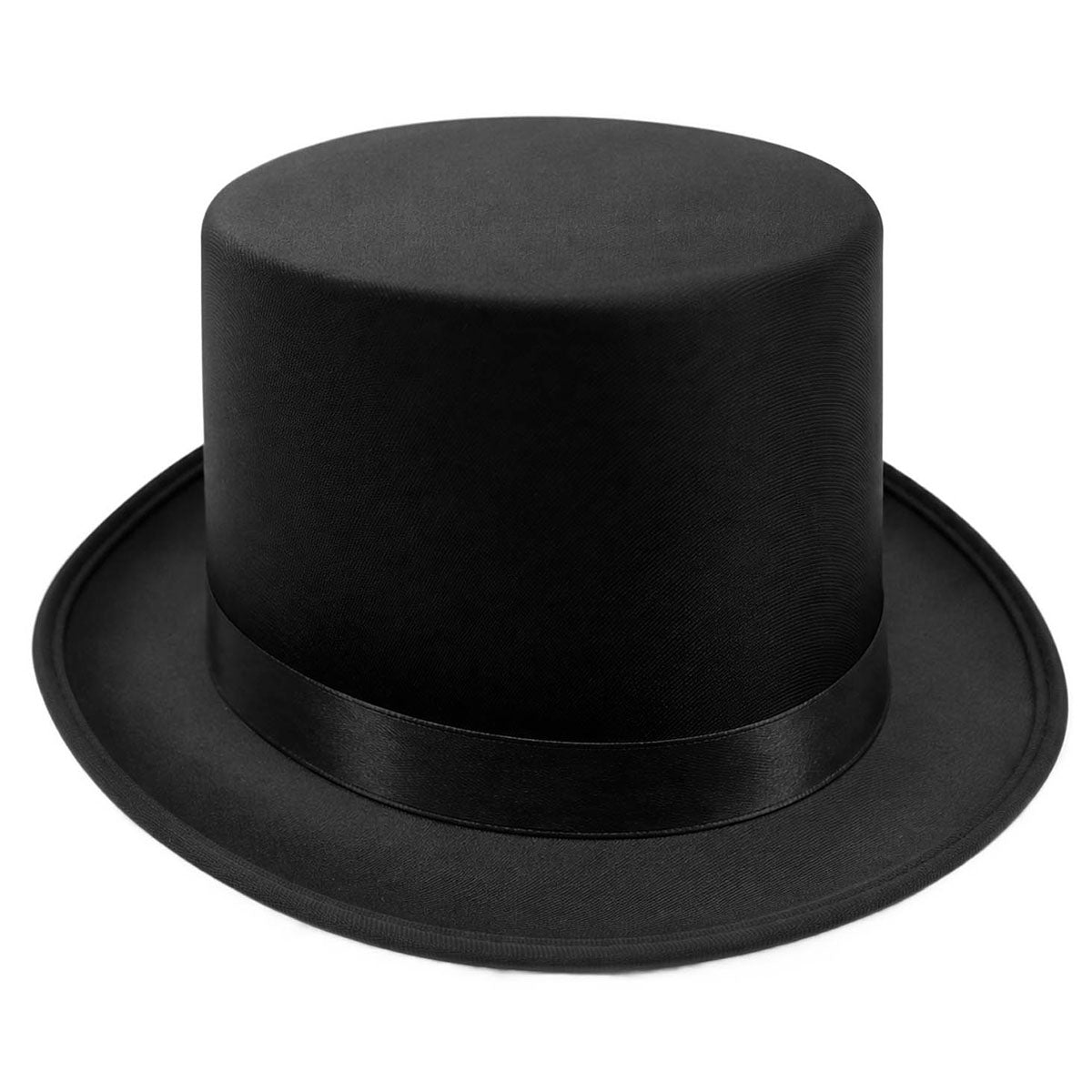 Black Satin TOP HAT WITH RIBBON.