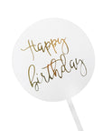 Deluxe Happy Birthday Perspex Cake Topper (Clear and Gold)