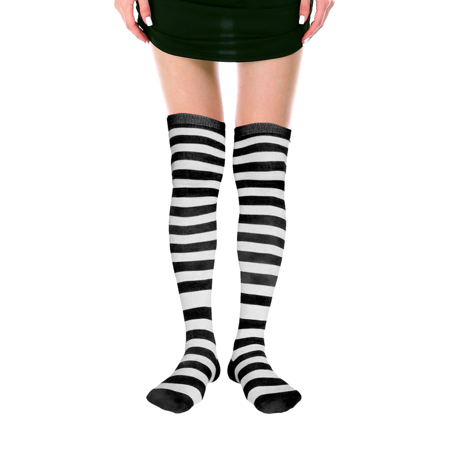 Over Knee Socks (Black/White Stripe)