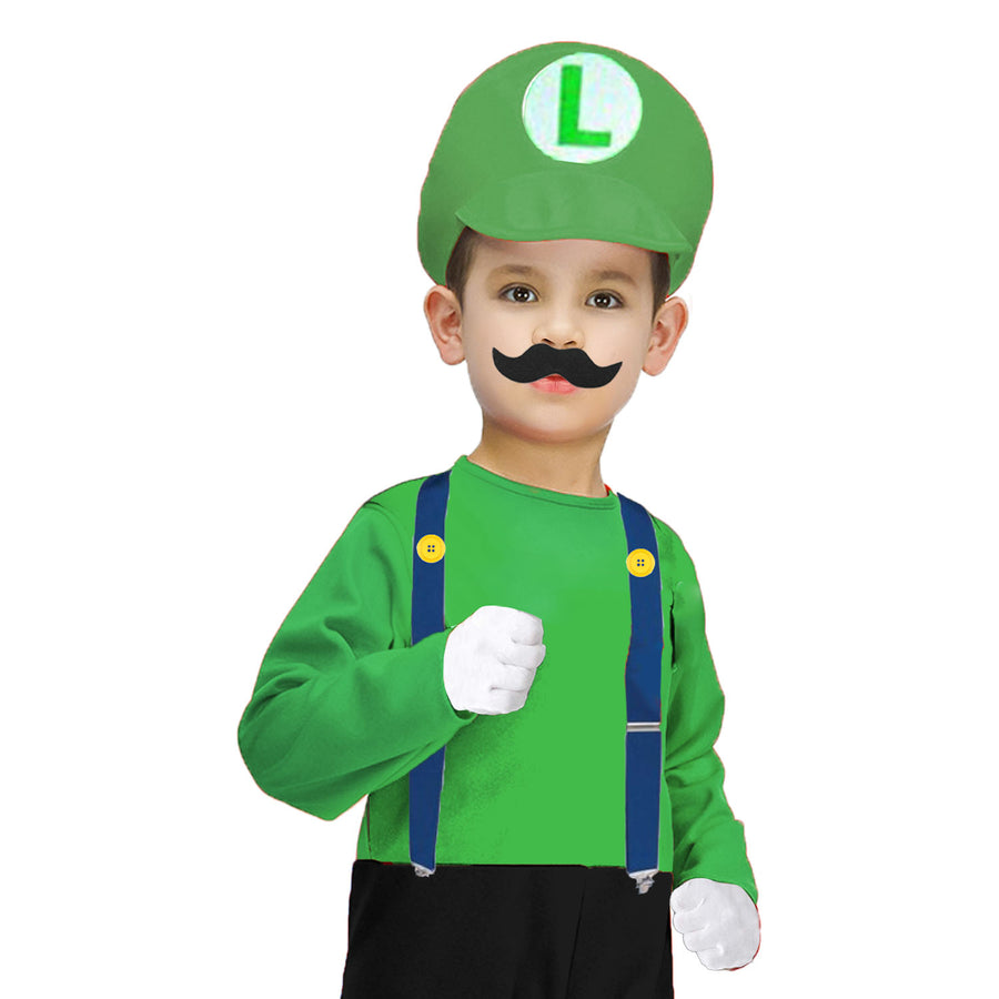 Children Green Plumber Costume Kit (4pcs Set)