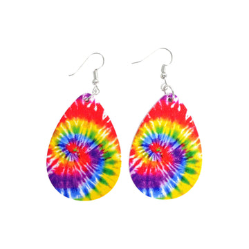 Rainbow Tie Dye Tear Drop Earrings