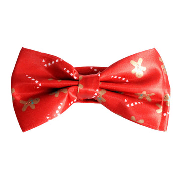 Christmas Bow Tie (Red with Gingerbread Man and Candy Cane)