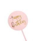 Deluxe Happy Birthday Perspex Cake Topper (Pink and Gold)