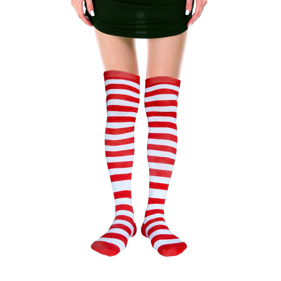 Over Knee Socks (Red/White Stripe)