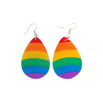 Rainbow Stripe Tear Drop Earrings