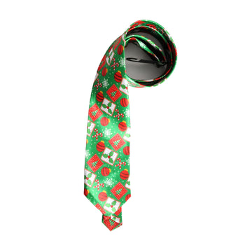 Christmas Long Tie (Green Festive Pattern)