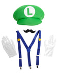 Adult Green Plumber Costume Kit (4pcs Set)