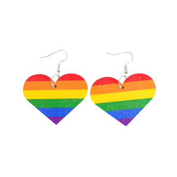Rainbow Stripe Heart Earrings