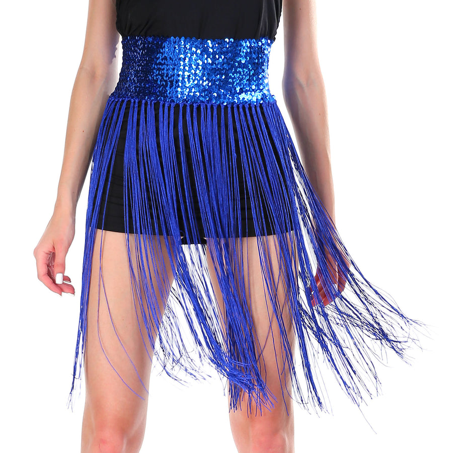 Sequin Belt with Fringe Skirt (Blue)