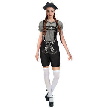 Adult Black Checkered Beer Girl Shorts Costume