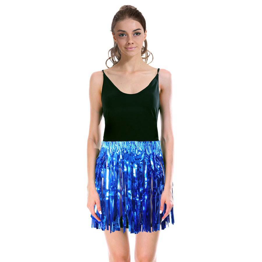 Blue Tinsel Fringe Skirt
