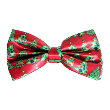 Christmas Bow Tie (Red with Christmas Trees)